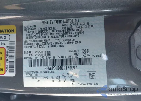 2014 Ford Fusion Se из США, поврежденный, VIN 3FA6P0HD8ER170097
